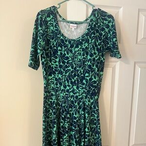 Green and navy blue LuLaroe dress